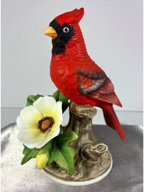 Vintage Andrea Cardinal Bird Floral Figurine 6"